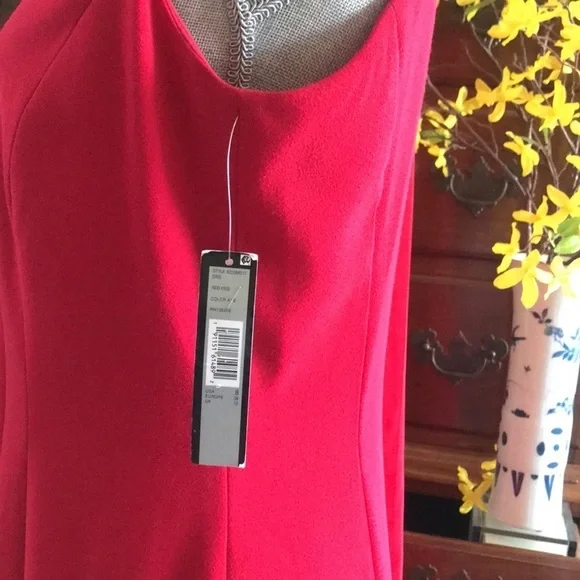 Tahari ASL Sheath Dress Sheer Overlay Red Size 8 - Picture 12 of 12